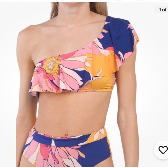 Trina Turk Pink and Blue Floral Swim Coverup - Picture 1 of 6